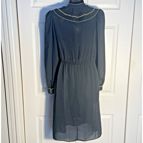 Vintage 70s Bonne Femme Paris Dress Junior 7 Black Ruffle Whimsigoth Sheer Fairy - Picture 3 of 11